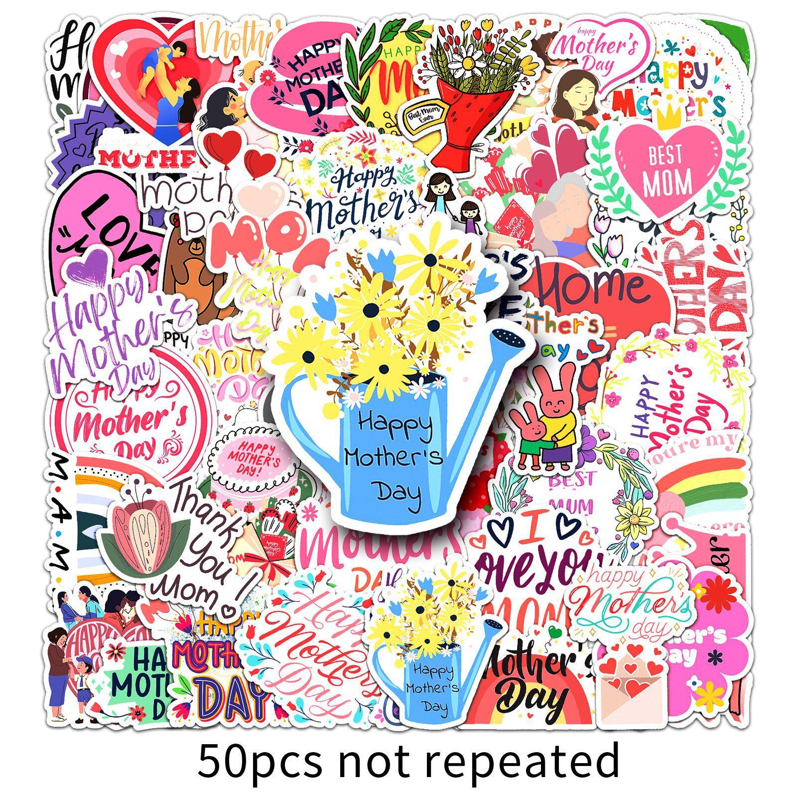 

50 граффити-наклеек ко Дню матери, персонализированные мультяшные праздничные креативные украшения, наклейки для чашки для воды, скейтборда, чемодана