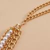 Europe, America, multi-layer thick aluminum chain beaded dress waist chain women, retro imitation pearl waist body chain