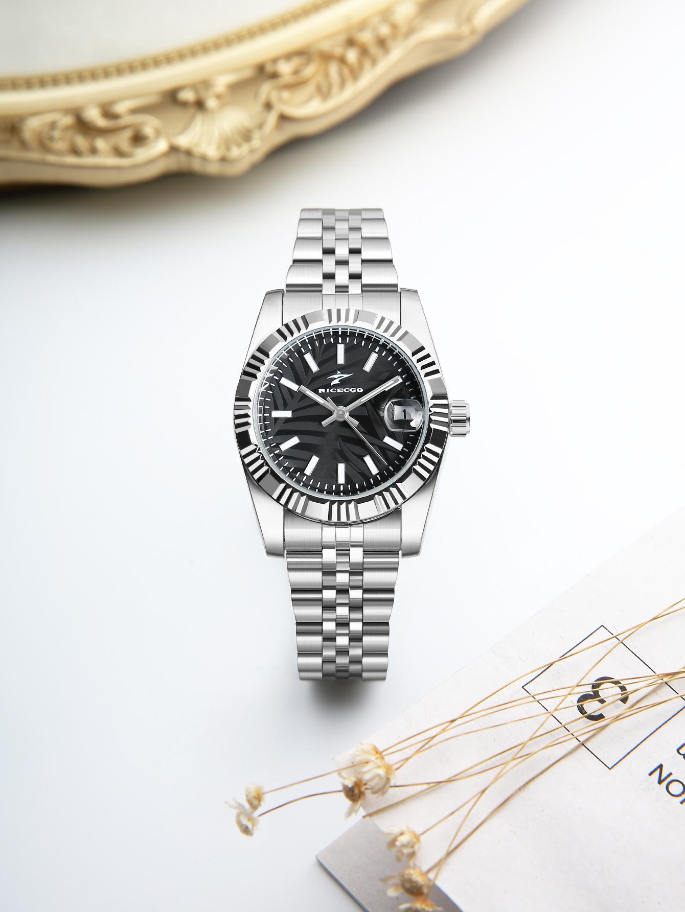 RICECGO Watch for Women Luxury Top Brand High Quality Stainless Steel Waterproof Wrist Bracelet Design