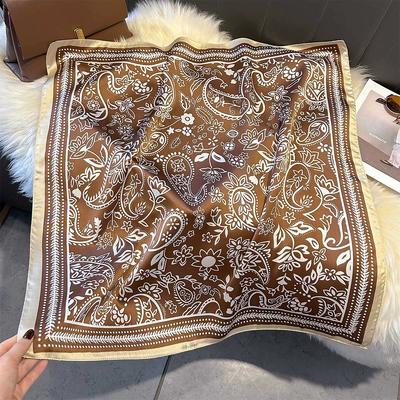 70Cm Small Square Simulated Silk Feminine Scarf Hijab Female Headband Kerchief Thin Neck Tie Wrap