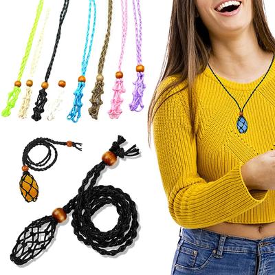 1PC Kristall Halskette Halter Kordel Einstellbar Leere Stein Halter Kristall Käfig Halter Seil Anhänger Schmuck Machen Gewebte Halskette