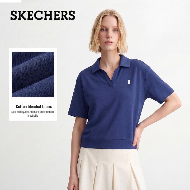 Skechers Klassisches Damen-Strick-Poloshirt mit kurzen Ärmeln L226W064