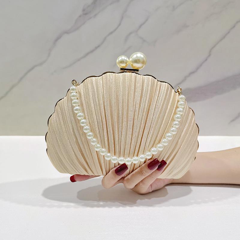 Perlen-Clutch: Vielseitige plissierte Abendtasche für Bankette und Cheongsams