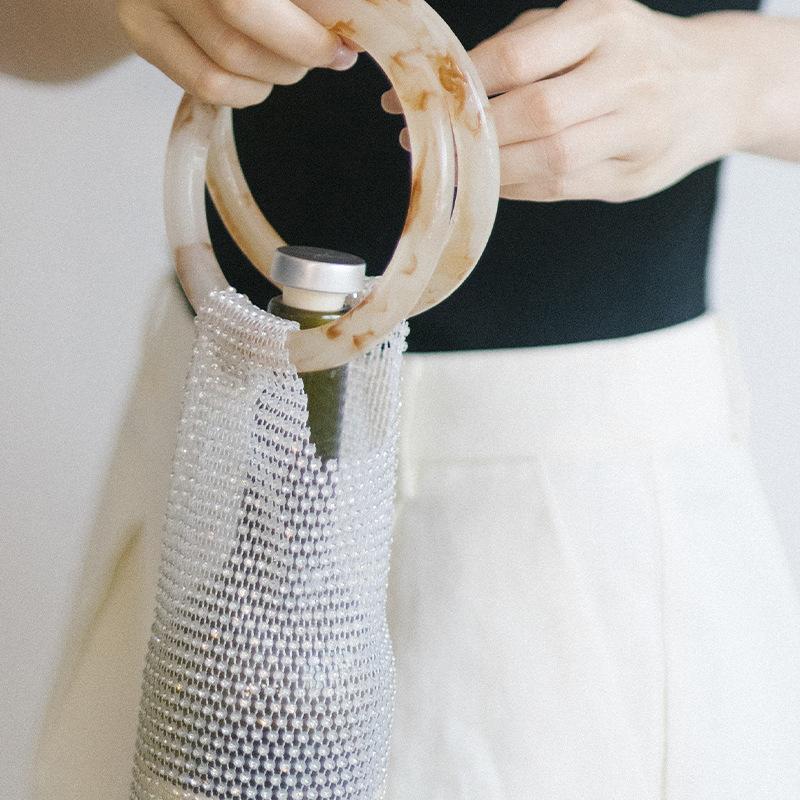 

Hand-Woven Wine Storage Net Bags Portable Handbag With Bracelet Wine Bottle Bags Tote Bags Mug Carrying Pockets Home Wine Other&Other розовый