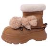 Snow boots women's 2024 new Internet celebrity explosion thick-soled half-drag piled thickened Northeast cold warm cotton shoes