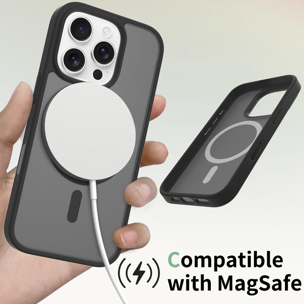Magnetic for Magsafe Mag Safe iPhone 16 Pro Max Plus Case with Sensitive Camera Control Capture Button Translucent Matte Black Phone Cover Accessories