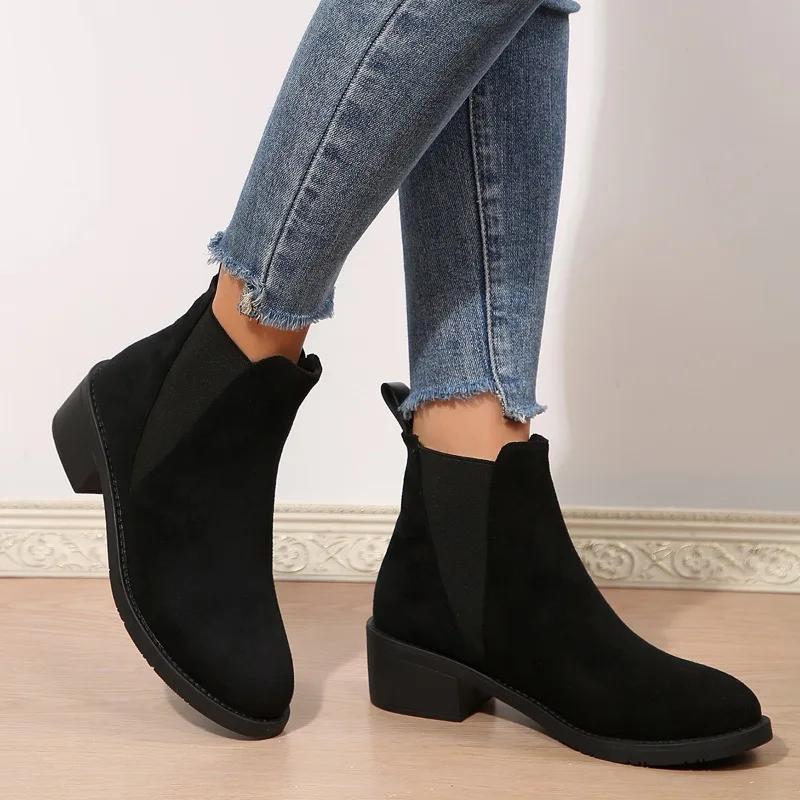 Fashion 2025 Hot Sale Ladies Shoes Slip-on Women's Boots Fashion Round Toe Modern Boots Women New Comfortable Best Seller Ankle Boots