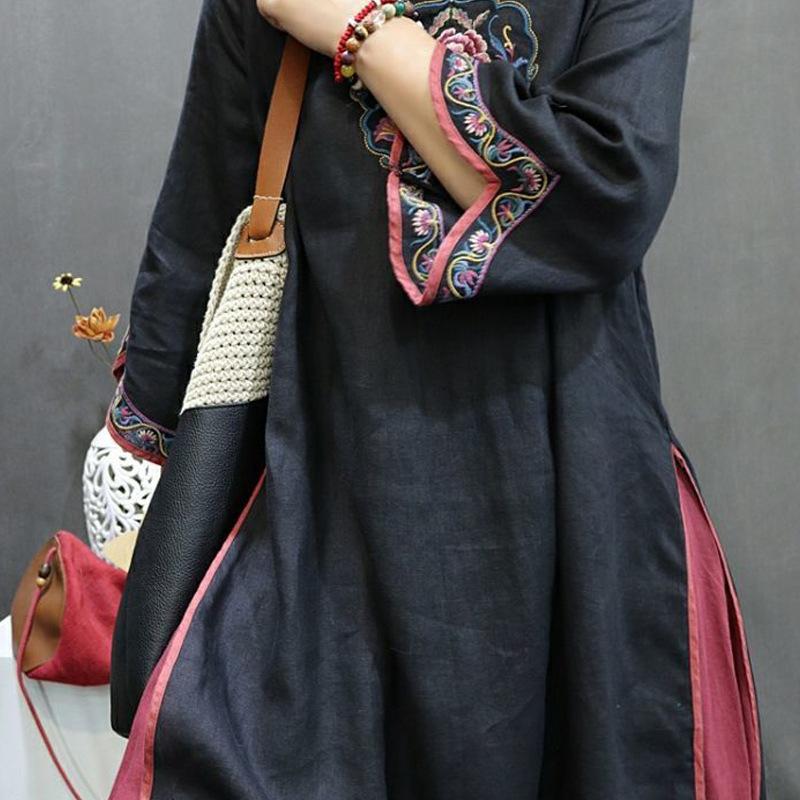 Chinese Style Women Vintage Embroidered Stand Collar Spring Autumn Vestment Clothing