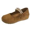 Fashion 2025 NEW Pearl Knot Casual Single Shoes for Girls Retro Leather Shoes Spring Autumn New Arrival  Version Versatile