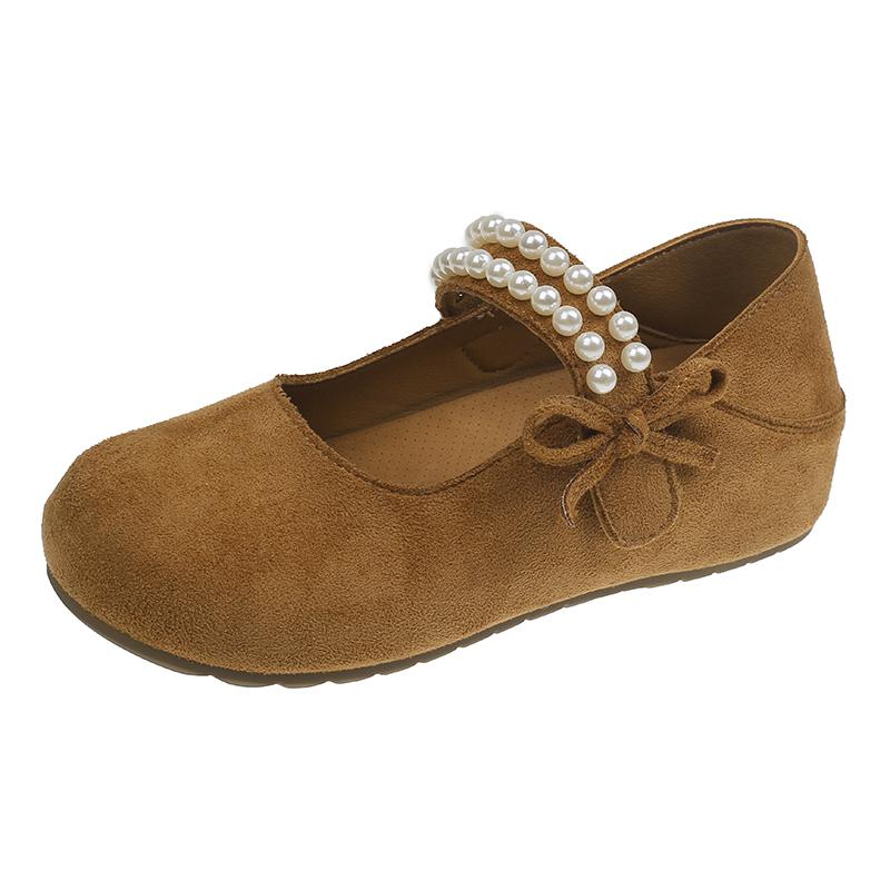 Fashion 2025 NEW Pearl Knot Casual Single Shoes for Girls Retro Leather Shoes Spring Autumn New Arrival  Version Versatile