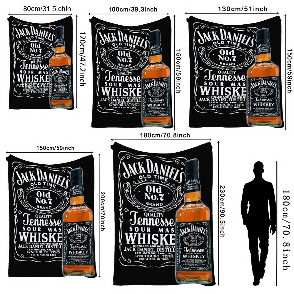 Classic Jack Daniel'S Tennessee Whiskey Flannel Printed Blanket Thick Warm Throw Blanket For Living Room Kids Room Party Decor Holiday Gift