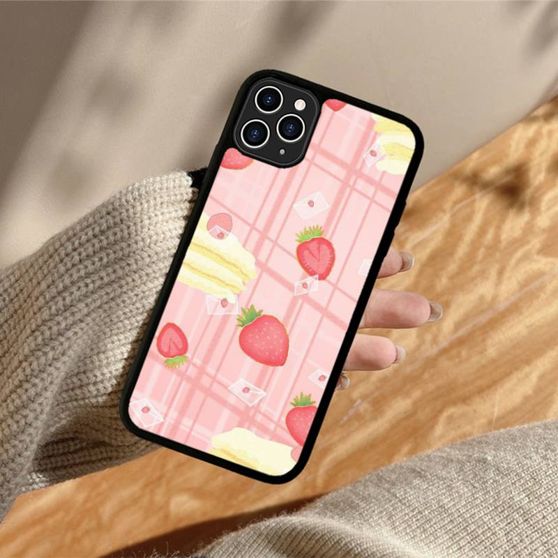 Krásný jahodový dort Pouzdro na telefon Silikonové PC+TPU Pouzdro pro iPhone 11 12 13 Pro Max 8 7 6 Plus X SE XR Tvrdé Fundas