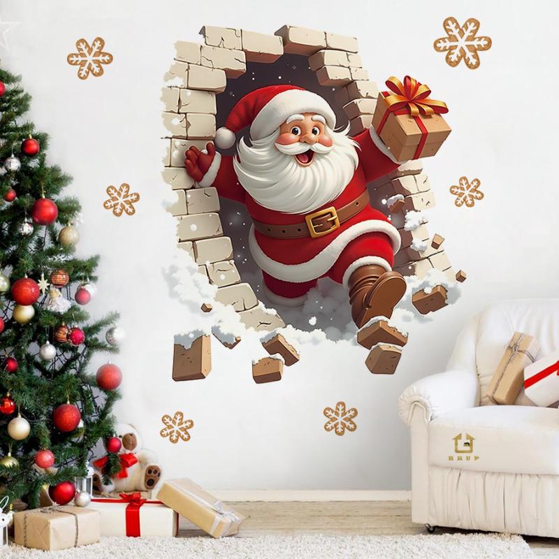 1Pc Santa Claus Wall Decal - Removable Christmas Sticker, Suitable For Living Room And Home Decor,Easy To Install Room Decor