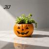 Resin Flower Pot for Indoor Outdoor Plants Halloween Pumpkin Planter, Jack-O-Lantern Pot, Decorative Autumn Gift Plant Lovers Succulents Fall Holiday