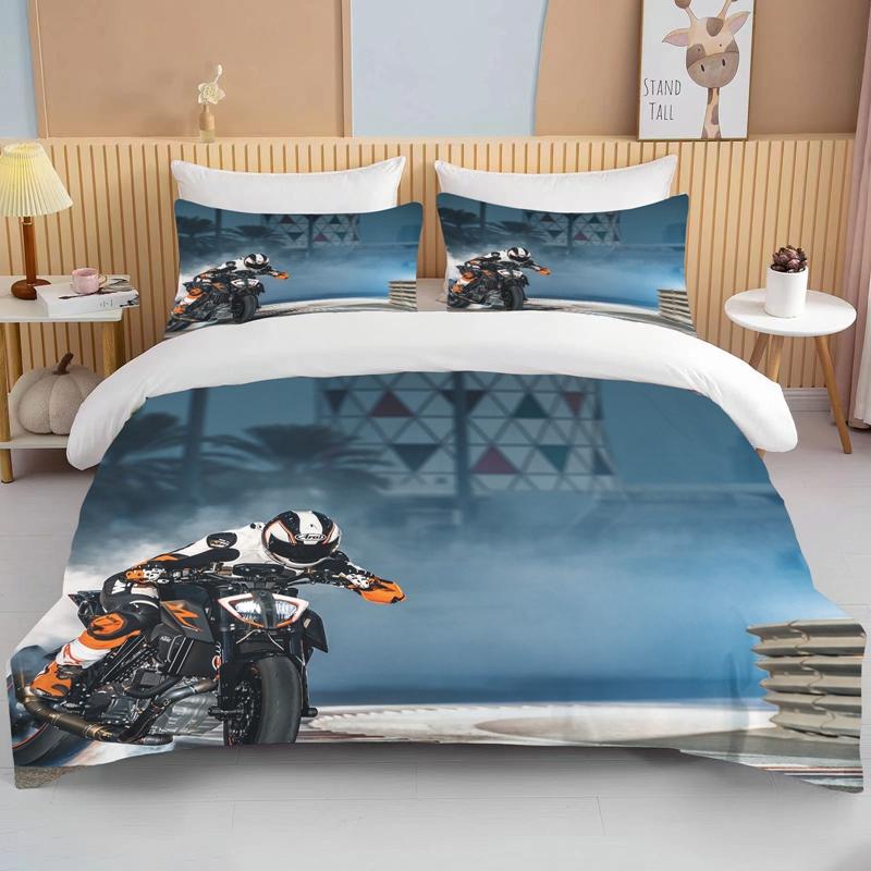 3D Motorcykel Sängkläder Set Tryck Bilar Påslakan Med Örngott Motocross Överkast Pojkar Barn Sängset King Size Hemtextilier