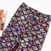 Herbst Winter Glänzende Schuppen Hosen Mädchen Plus Samt Warm Halten Hose Schlanke Bunte Meerjungfrau Hose