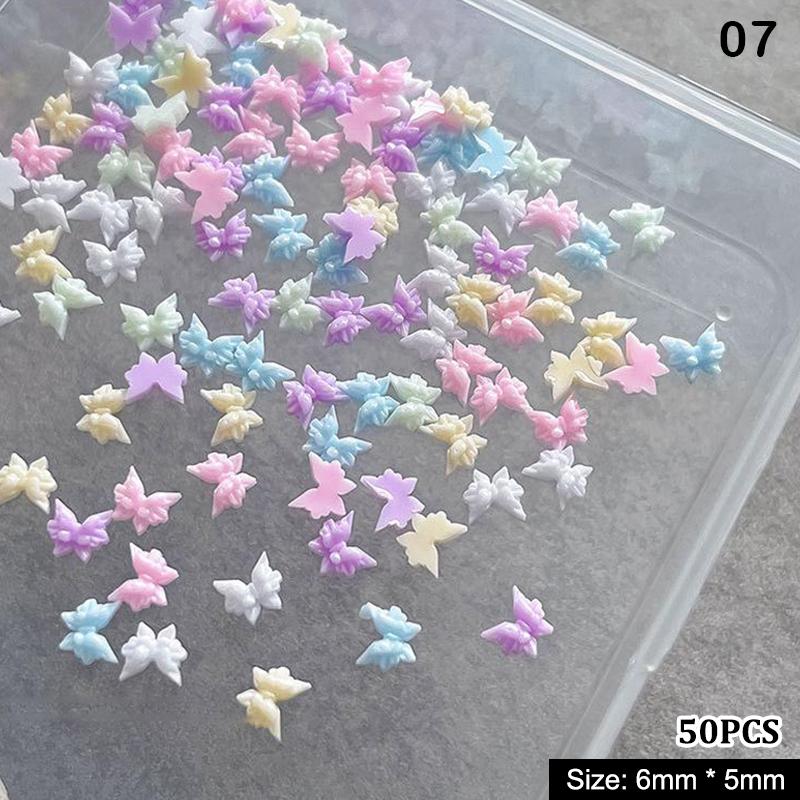50Pcs Crystal Rhinestones Nail Art Sparkle Butterfly Shapes Charms Jewelry for Luxury 3D Nail Design Accessories
