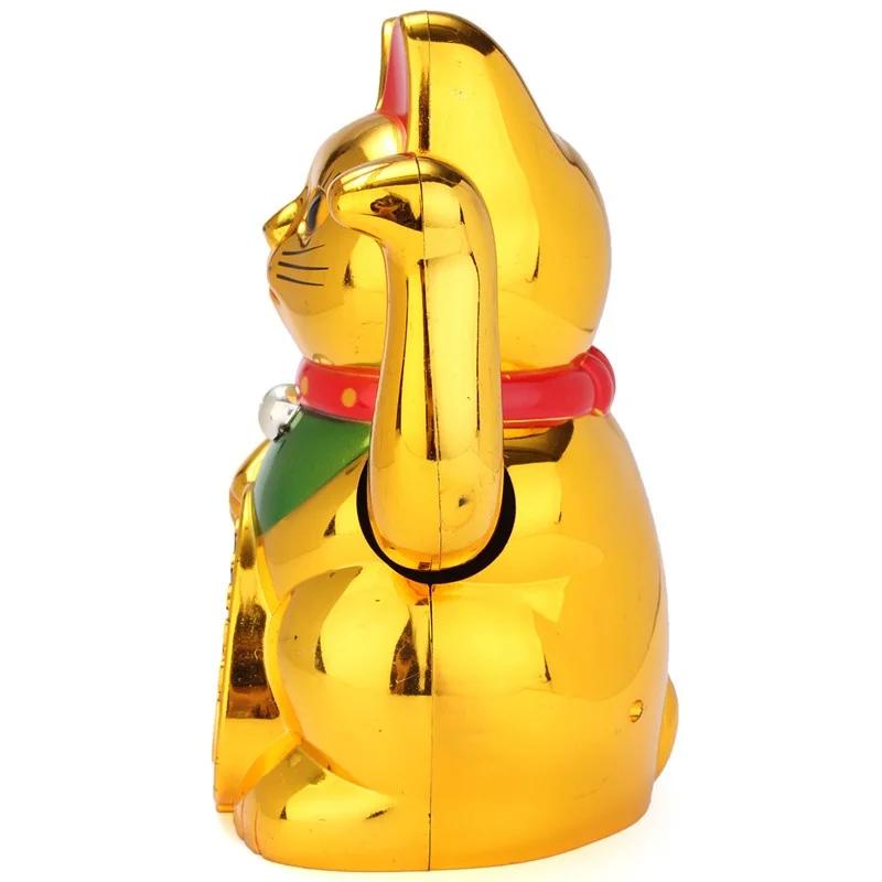 Classic Gold Beckoning Waving Lucky Cats Figure Moving Arm Chinese Wealth Fortune Feng Shui Car Decor Ornament Craft
