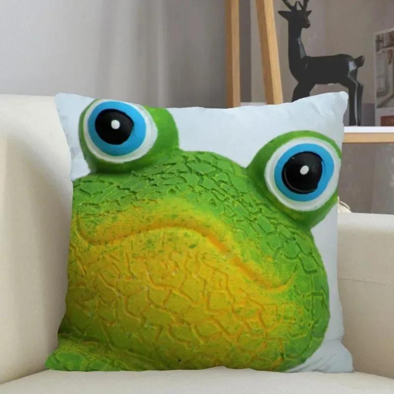 Funny Frog Series Animal Throw Pillow Cover With Short Plush Print For Living Room Sofa Decoration Cushion Cover Pillow Covers
