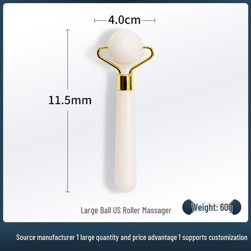 Natural Jade Roller & Gua Sha Set: Large Ball, Whitening Roller, Double-Headed Needle Massager - 3 Pieces