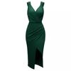 Summer European and American Casual Waist Cinched V-neck Fresh Style Sleeveless Dress for Women