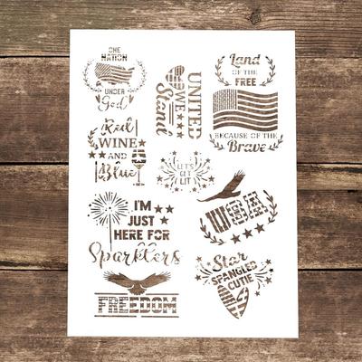 A4 Size Decorative Reusable Forth of July Stencil Template Painting Stencils for DIY Crafts Scrabooking Painting On Wood,Canvas,Floor,Wall and Tile