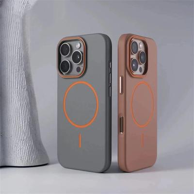 Ultrathin Simple Magsafe Phone Case for Iphone 16 Pro Max 15 Pro 14 13 12 Matte Hit Color Lens Wireless Charging Hard PC Cover