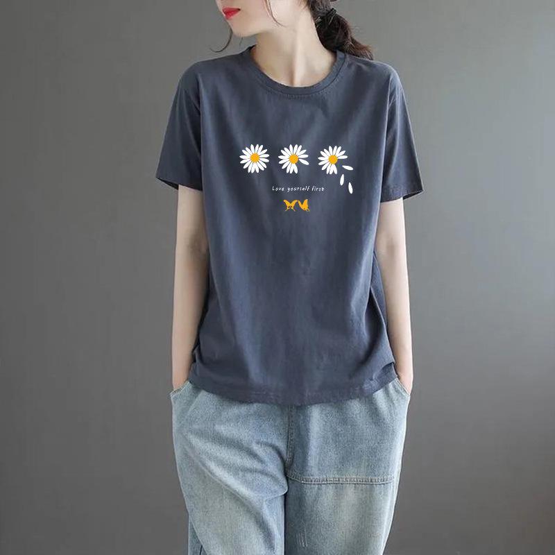 2025 Korean Style Women's Loose Letter Print Slimming T-Shirt