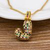 Nidin Fashion Luxury 26 Letters Copper Zircon Pendant Necklace for Women Rainbow Initials Name Necklace Wedding Party Jewelry
