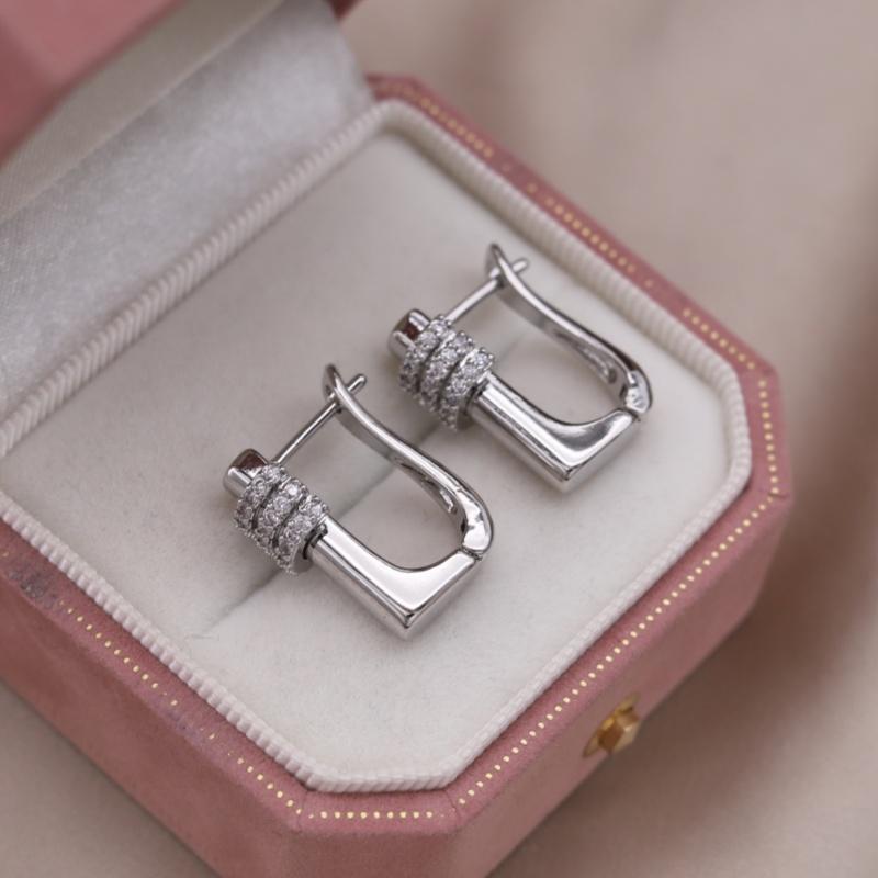 French new fashion jewelry two-tone plated water drop zircon geometric earrings elegant women's daily work bright accessories