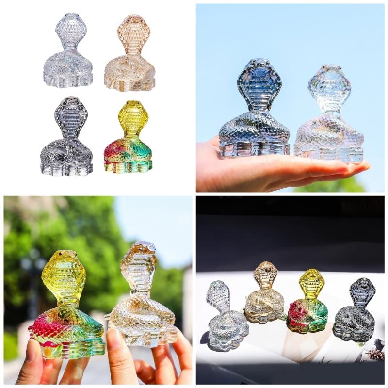 Chinese Crystal Snake Figurine Decors for 2025 Year Of The Snake Festivities Animal Statue Sculpture Decorative Ornament