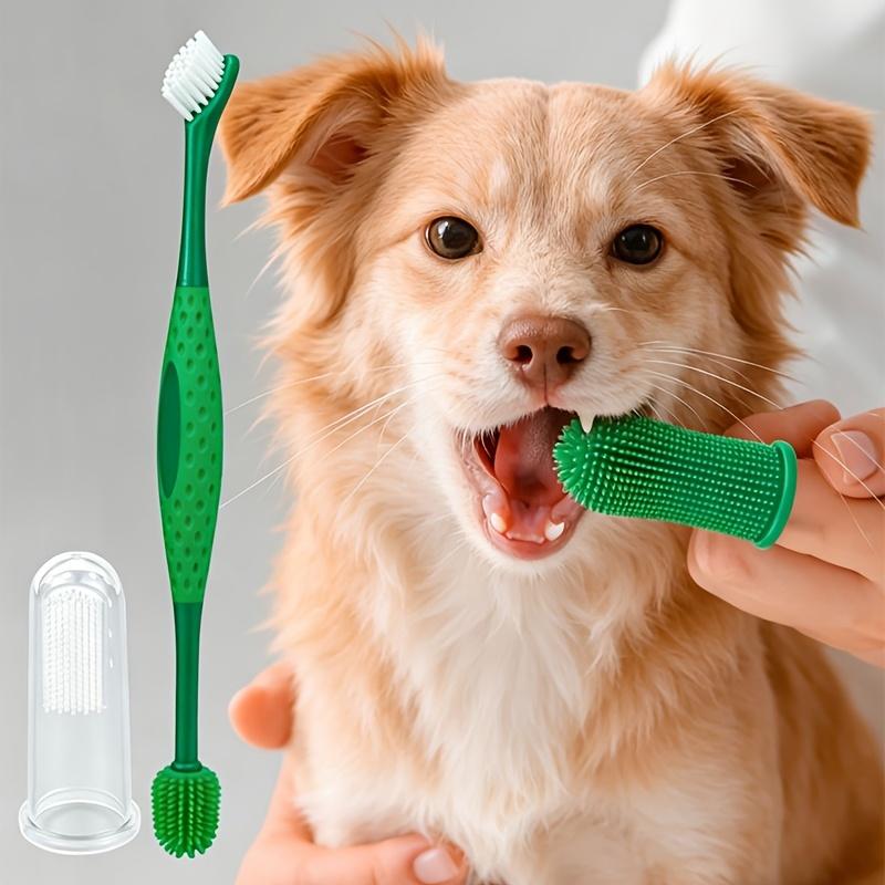 2sets Dog Toothbrush Set - Soft Finger And Dual-End Brushes - Gentle Bristles for Dogs And Cats, Easy to Clean Teeth, Convenient Soft Toothbrush