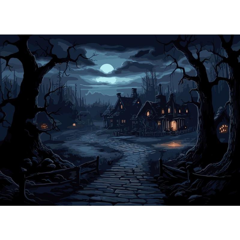 Poster Fundal de Noapte Pădure Întunecată Horror Cimitir Bântuit și Imprimeuri Imprimare pe Pânză Artă de Perete Imagine pentru Camera de Zi Decor Acasă