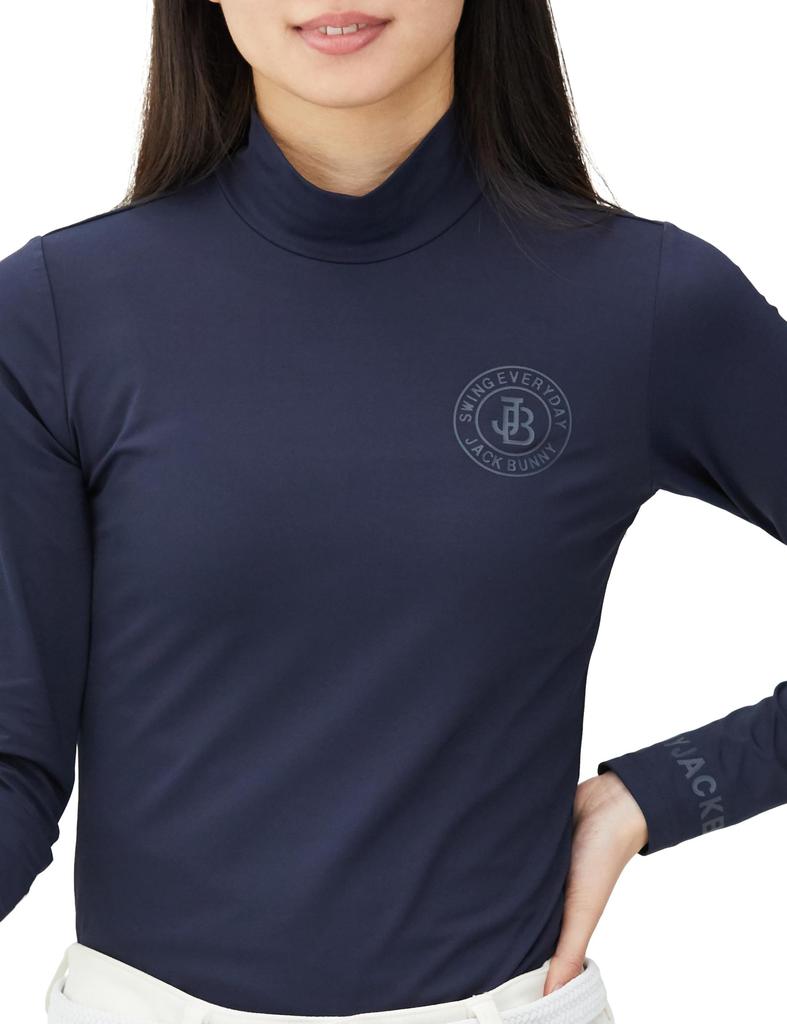 Jack Bunny Twincot UV Long Sleeve Mock Neck High Size 120 Women's Shirt, Neck, Navy, (Size Small), 263-4166334