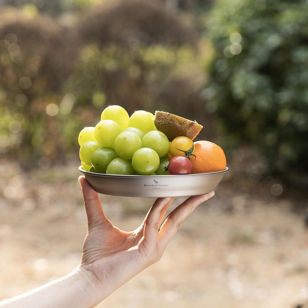 Boundless Voyage Titanium Camping Perfect for Solo and Outdoor Activities Plate, Tableware, Unbreakable, Rust-Resistant, Ultra-Lightweight, Camping,