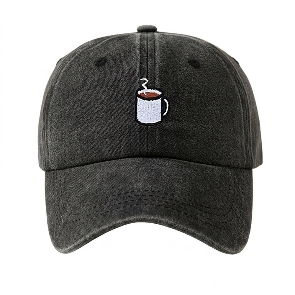 Embroidered Coffee Cup Baseball Cap Hip Hop Sun Hat Retro Distressed Baseball Cap Unisex