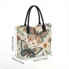  Boho Butterfly Floral Printed Canvas Tote Bag Casual Large Capacity Shoulder Handbag for Daily Use