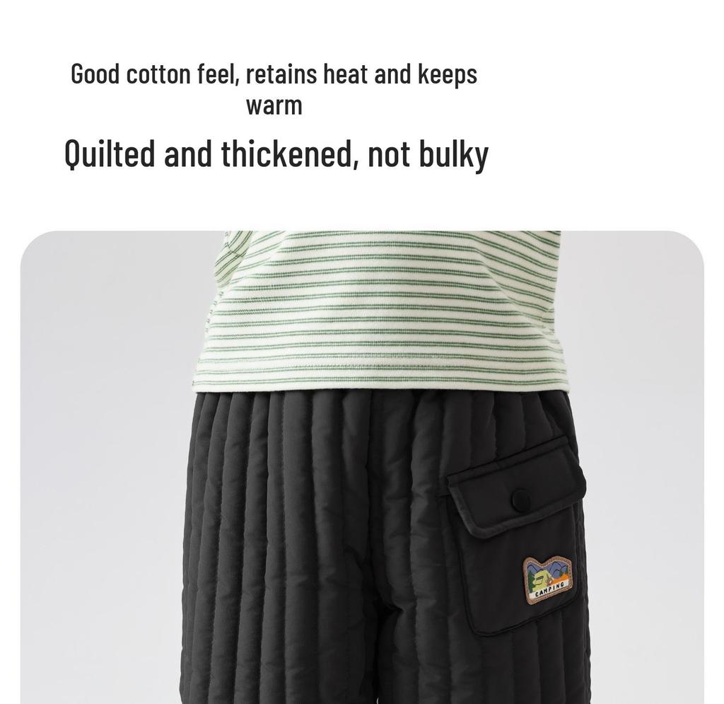 Stylish European Boys' Cotton Fleece Pants - Thick, Warm Winter 2025 Collection