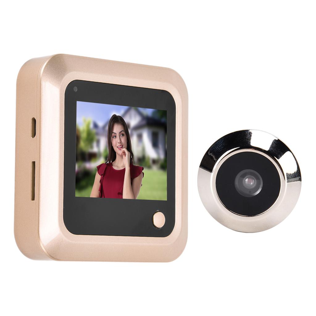 Timbre de Puerta con Video de 2.4 pulgadas Mirilla Visor de Puerta con Cable Ángulo Amplio de 145 grados HD Antirrobo Dorado para Hogar