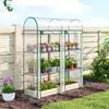 Small 3-Tier Greenhouse, 2 Roll-Up Doors, Steel Frame, Plastic Cover, 143 X 46 X 164 Cm, Transparent