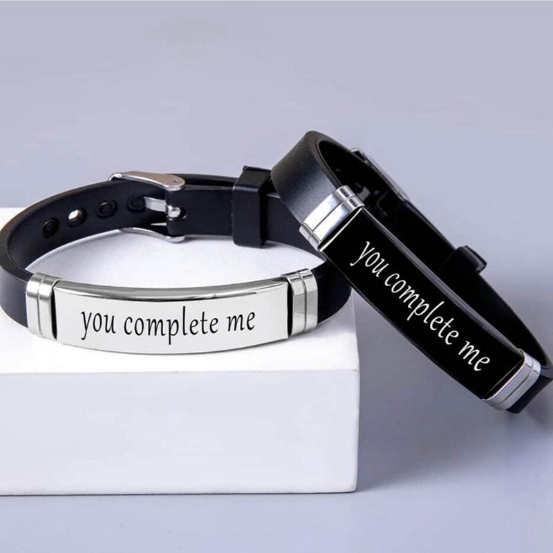 HER BEAST HIS BEAUTY 2 шт. Парные браслеты браслет You Complete Me Friendship Bangle Модный спортивный силиконовый браслет для влюбленных Подарки для женщин и мужчин you complete me чёрный/белый