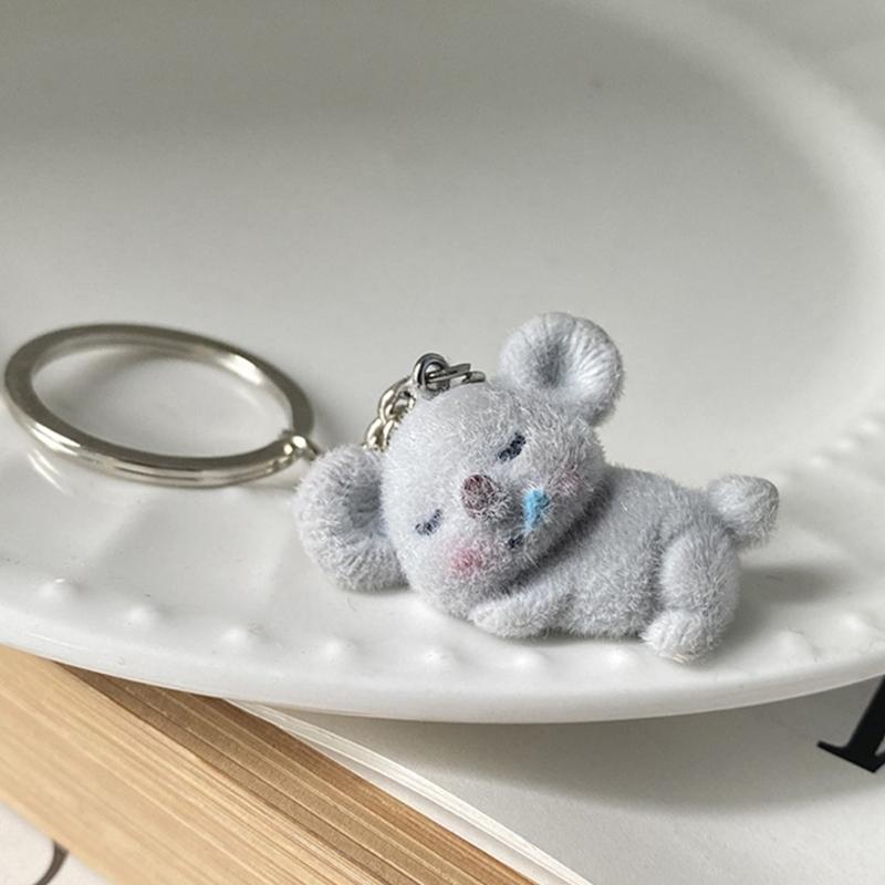 4Pcs Stylish Flocking Finish Koala Keyrings Trendy Koala Key Holder Elegant Keyrings Accessory for Fashion Enthusiasts