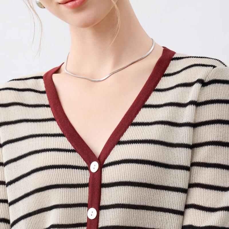 Elva' Island Women's Striped Knit Short Sleeve Cardigan