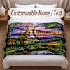 Dinosaur Theme Soft Blanket Personalized Custom Name Text Print Warm Blanket Home Sofa Bedroom Decor