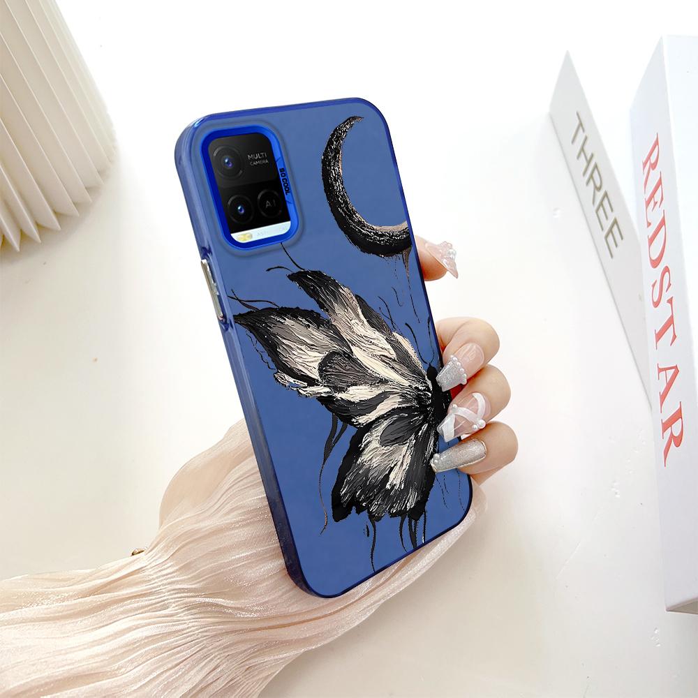 Painted Pattern Colorful Sliver Double Sided Hard Shell Shockproof Anti-fall Phone Casing for Vivo