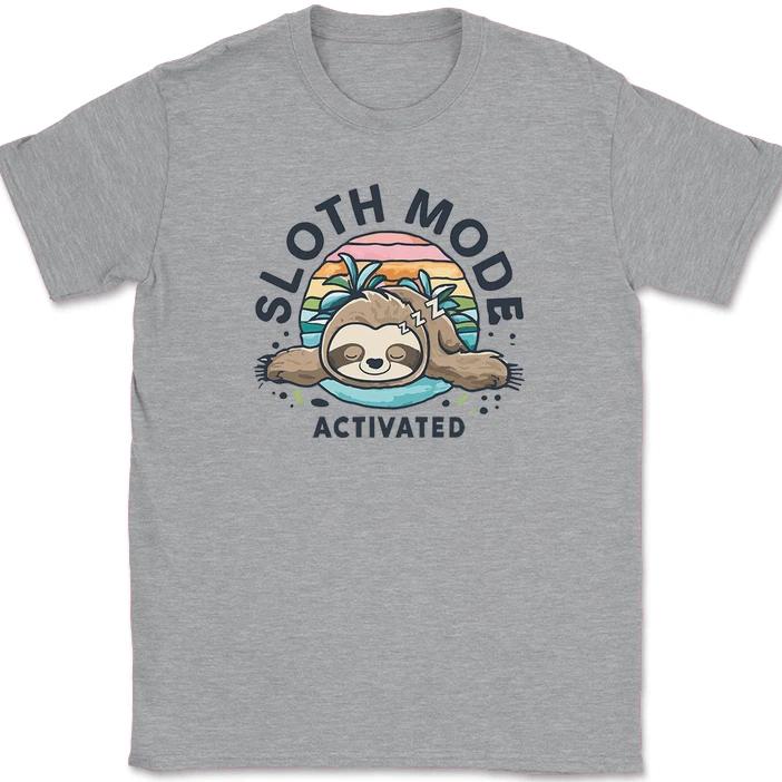 Sloth Mode Activated T-Shirt Funny Lazy Sleepy Humor Animal Joke Graphic Tee