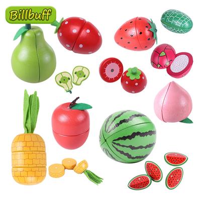 Montessori Kid Cut Fruit Gift 3DWooden Simulation Strawberry Pineapple Magnetic Children Play House Kitchen Educational Toy Gift