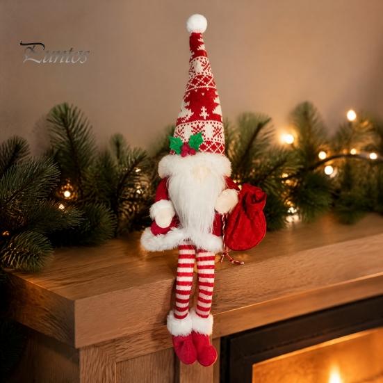 Xmas Party Tabletop Centerpieces Christmas Plush Gnome, Long Leg Faceless Scandinavian Santa Doll, Swedish Tomte Soft Fabric Winter Home Accents