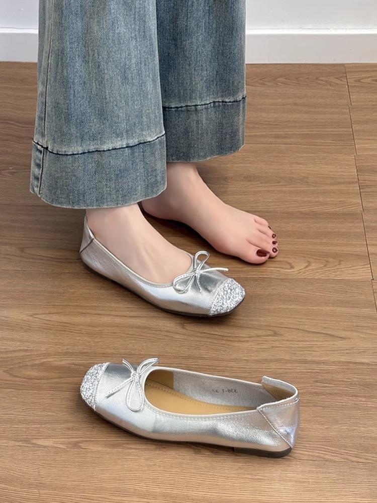 Sheepskin version~ French flat-soled retro ballet single shoes women's 2025 new versatile Mary Jane egg roll shoes grandma shoes