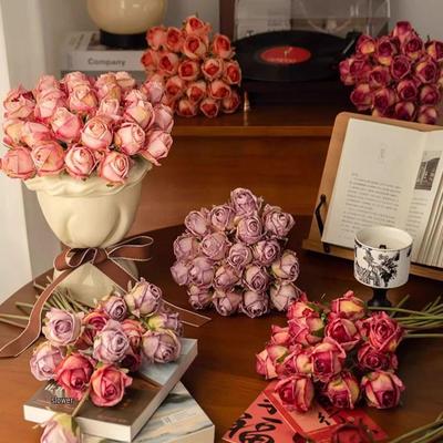 Korean Style Realistic Rose Artificial Bouquet with Burned Edge for Photography